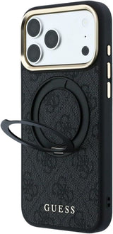 Guess Ring Stand 360 Rotation 4G Classic Logo Case with MagSafe for iPhone 17/18 Pro 6.3" Black - GUHMP18L6PS4RSCLK