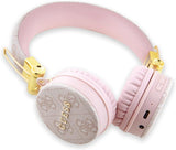 Guess 4G PU Leather with Metal Logo Wireless Headphones Pink - GUBH704GEMP