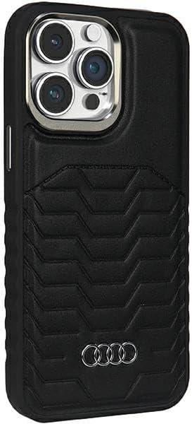 Audi Synthetic Leather Hard Case with MagSafe for iPhone 15 Pro Max 6.7" Black - AU-TPUPCMIP15PM-GT/D3-BK