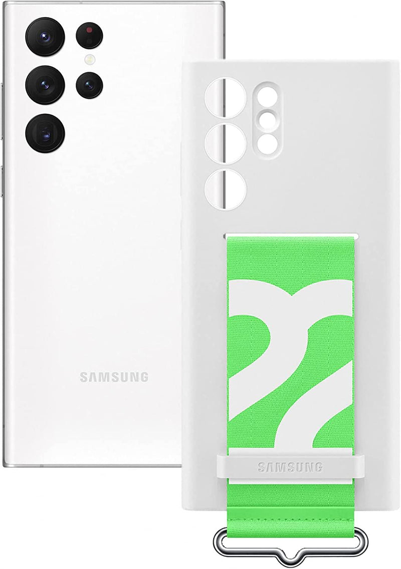 Samsung Galaxy S22 Ultra Silicone Cover with Strap White - EF-GS908TWEGWW