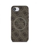 Guess PU Leather 4G Colored Ring Case with MagSafe for iPhone 16e 6.1" Brown - GUHMPSE4G4GFRW