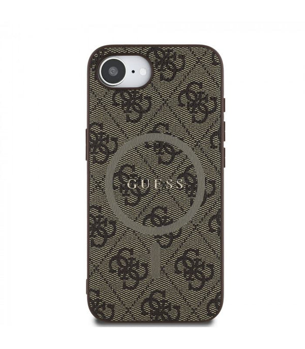 Guess PU Leather 4G Colored Ring Case with MagSafe for iPhone 16e 6.1" Brown - GUHMPSE4G4GFRW
