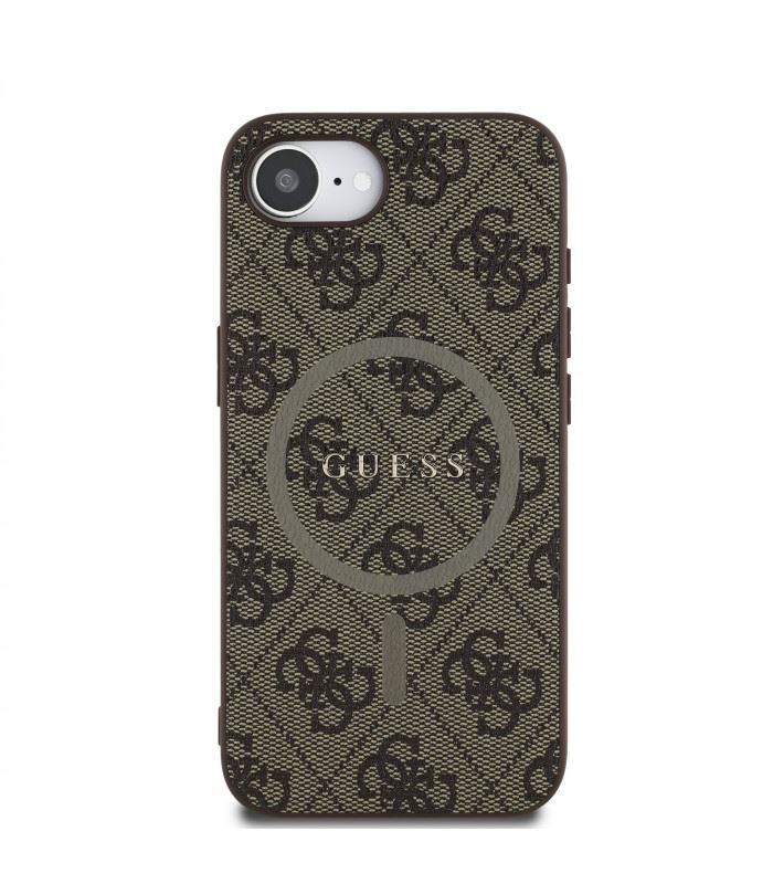 Guess PU Leather 4G Colored Ring Case with MagSafe for iPhone 16e 6.1" Brown - GUHMPSE4G4GFRW