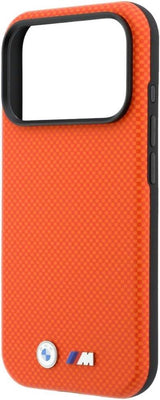 BMW M Quadrille Kevlar Metal Logo Case with MagSafe for iPhone 17/18 Pro 6.3" Orange - BMHMP18L25SWPUKEO