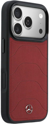 Mercedes Benz Bow Line Leather Case with MagSafe for iPhone 17 Pro Max 6.9" Red - MEHMP17X25PMERCR