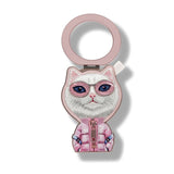 Nimmy Cool & Cute 2.0 White Rich & Beauty Cat Embroidery Magnetic Stand with MagSafe Pink - N-KM-BSZJ-04