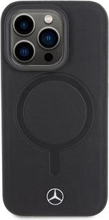 Mercedes Benz Leather Case Star Logo with MagSafe Case for iphone 15 Pro 6.1"  Black - MEHMP15L23RCMK