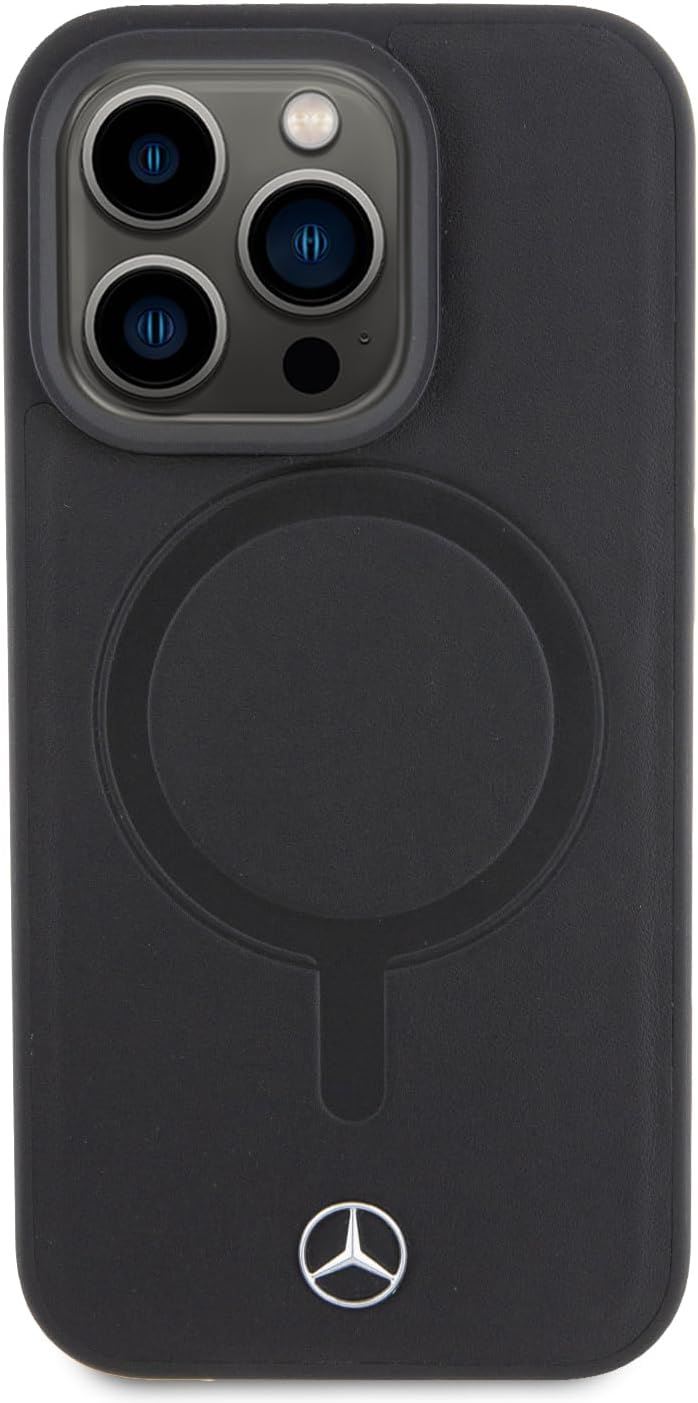 Mercedes Benz Leather Case Star Logo with MagSafe Case for iphone 15 Pro 6.1"  Black - MEHMP15L23RCMK