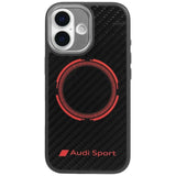 Audi RSQ Carbon Fiber Sports Red Circle Hardcase with MagSafe for iPhone 17 6.3" Black/Red - AUS-TPUPCMIP17-RSQ/D5-BK
