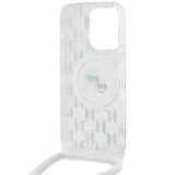 Karl Lagerfeld Crossbody IML Monogram Karl & Choupette Head Case with MagSafe for iPhone 15 Pro 6.1" Clear - KLHMP15LHCKCKLCT