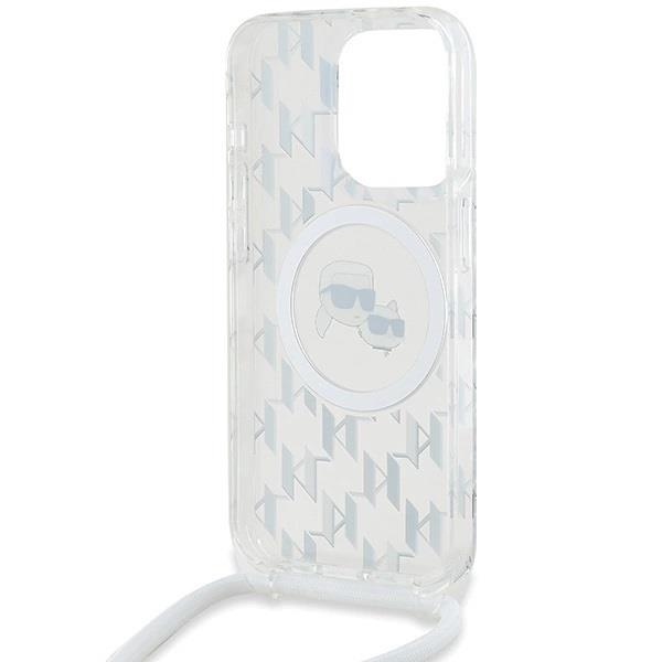 Karl Lagerfeld Crossbody IML Monogram Karl & Choupette Head Case with MagSafe for iPhone 15 Pro 6.1" Clear - KLHMP15LHCKCKLCT
