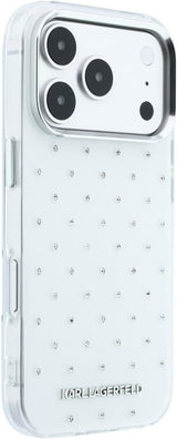 Karl Lagerfeld IML Rhinestones Allover and Electroplated Logo Case for iPhone 17/18 Pro Max 6.9" White - KLHCP18X6HCRDKLH