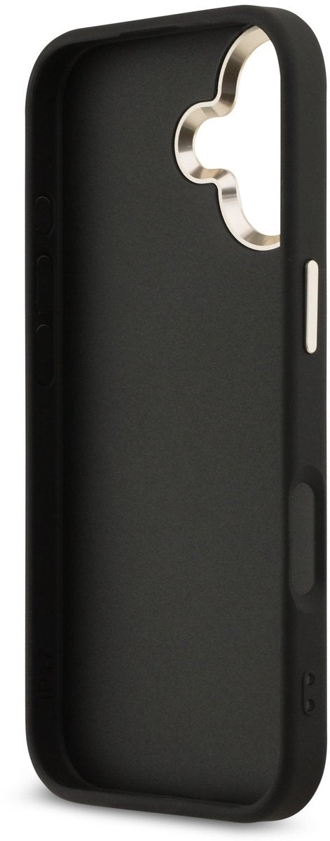 Guess PU Leather 4G Big Logo Gold Frame Case for iPhone 17 6.3" Black - GUHCP17S4GMGCGR