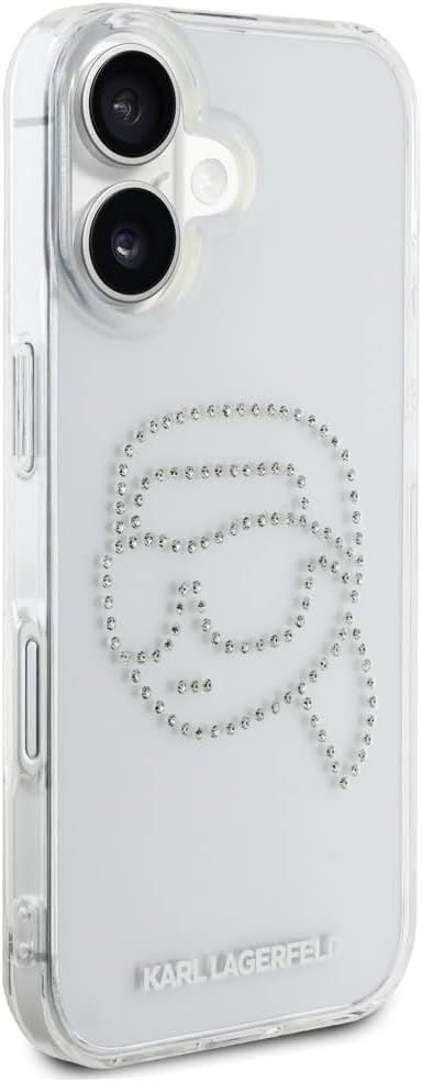 Karl Lagerfeld IML Rhinestones Karl Head Case for iPhone 16 6.1" Clear - KLHCP16SHKHDCELT
