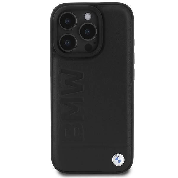 BMW Leather Hot Stamp Case with MagSafe for iPhone 16 Pro Max 6.9" Black - BMHMP16XSLLBK