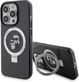 Karl Lagerfeld Karl & Choupette with MagSafe & Ring Stand for iphone 15 Pro 6.1" Black - KLHMP15LHMRSKCK