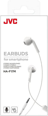 JVC Earbuds Wired 3.5mm In Ear Stereo Headphones White - HA-F17M-W-U