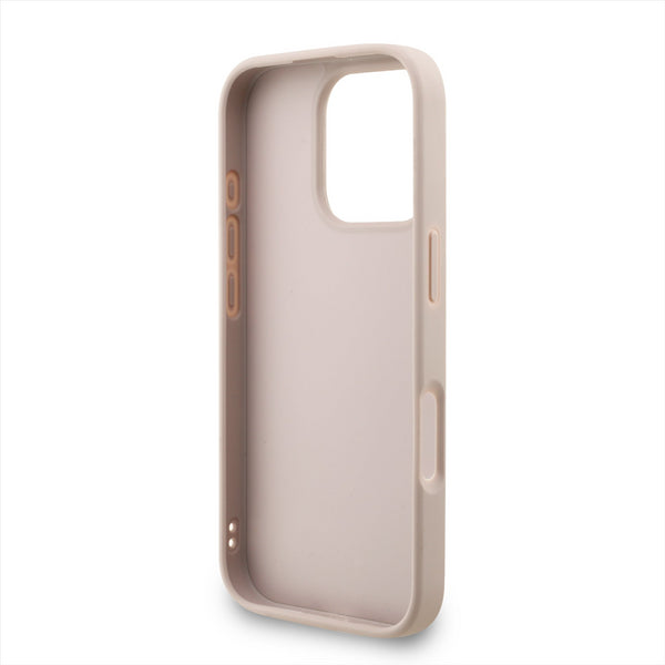 Guess PU 4G Metal Logo and Pearl Strap Case with MagSafe for iPhone 16 Pro Max 6.9" Pink - GUHCP16XP4GMGSP