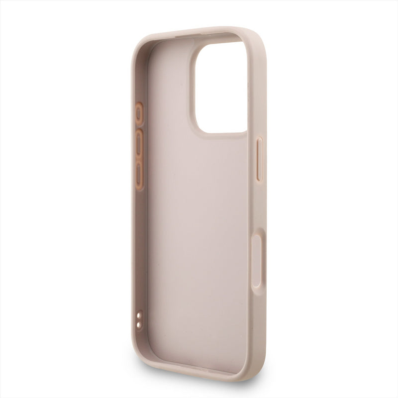 Guess PU 4G Metal Logo and Pearl Strap Case with MagSafe for iPhone 16 Pro Max 6.9" Pink - GUHCP16XP4GMGSP