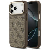 Guess PU Leather 4G Gold Frame Case with MagSafe for iPhone 17 Pro Max 6.9" Brown - GUHMP17XP4MSEGCW