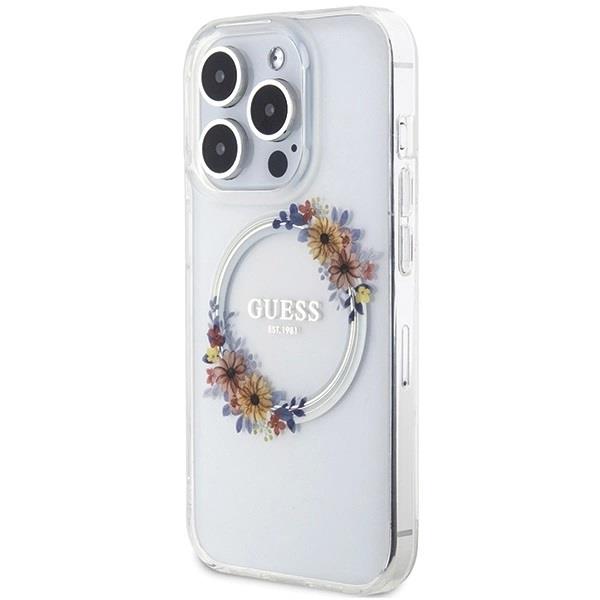 Guess IML Flowers Wreatch with MagSafe Hard Case for iphone 15 Pro Max 6.7" Transparent - GUHMP15XHFWFCT