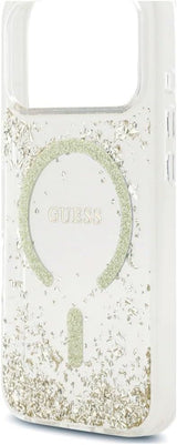 Guess Resin Bottom Glitter Case with MagSafe for iPhone 17/18 Pro 6.3" Clear Gold - GUHMP18LRGRGED