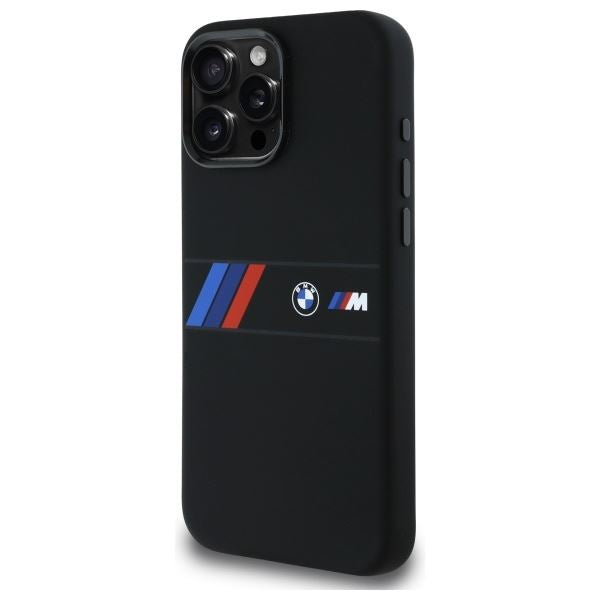 BMW Silicone Middle Stripe Case with MagSafe for iPhone 16 Pro Max 6.9" Black - BMHMP16X23SAXK