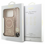Guess IML Flowers Electro Pearl Strap MagSafe Case for iPhone 17/18 Pro 6.3" Pink - GUHMP18LHCPOFPP