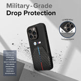 BMW Stamped Tricolour Stripe Case for iphone 15 Pro 6.1" Black - BMHCP15L22NSTB