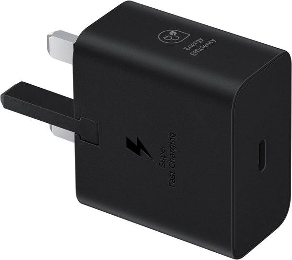 Samsung 3 Amp 25W USB C UK Mains Charger with USB C to C Cable Black - EF-T2510XBEGGB