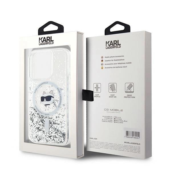 Karl Lagerfeld Liquid Glitter Choupette Head Case with MagSafe for iPhone 15 Pro 6.1" Clear - KLHMP15LLGCHSGH