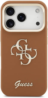 Guess PU Grained 4G Logo Stand Camera Frame Case for iPhone 17 Pro 6.3" Brown - GUHCP17LPCS4GSW