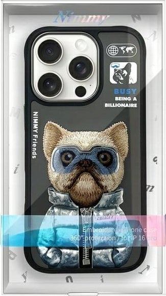 Nimmy Cool & Cute 2.0 Dog Case for iPhone 16 Pro Max 6.9" Black - N-KM-iP16-Pro-Max-01