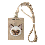 Nimmy Big Eye Cute Pet Siamese Cat Face Card Sleeve Holder Brown - N-XDY-KT-026