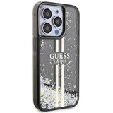 Guess Liquid Glitter Gold Stripes Hard Case for iphone 15 Pro 6.1" Black - GUHCP15LLFCSEGK