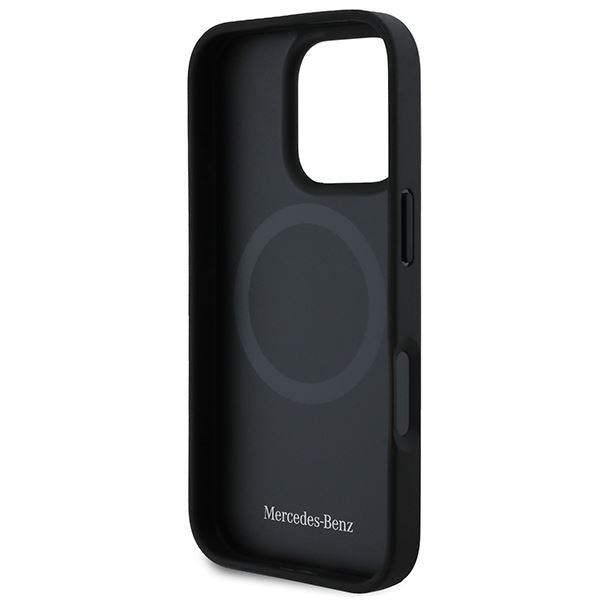 Mercedes MB Blue Line Leather Case with MagSafe for iPhone 16 Pro Max 6.9" Black - MEHMP16X23RURBK