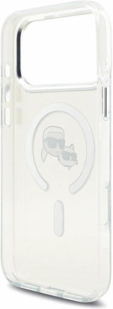 Karl Lagerfeld IML Karl & Choupette Head Metal Frame Case with MagSafe for iPhone 17/18 Pro Max 6.9" Clear - KLHMP18XHLSKCH