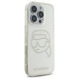 Karl Lagerfeld IML Rhinestones Karl Head Case for iPhone 16 Pro Max 6.9" Clear - KLHCP16XHKHDCELT