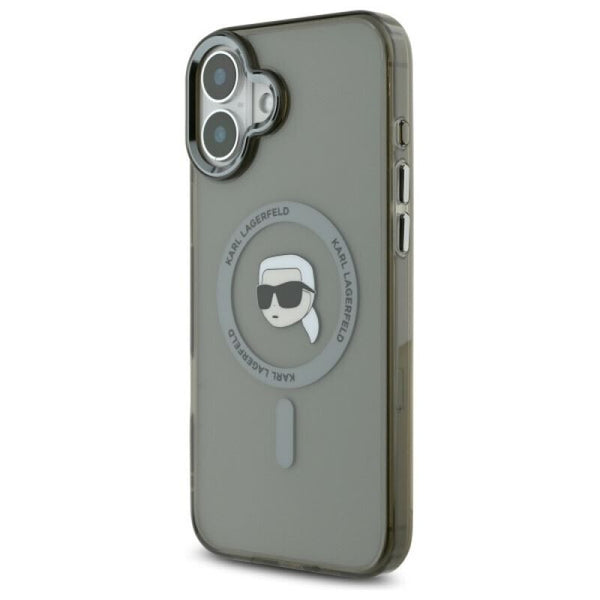 Karl Lagerfeld IML Metal Karl Head Case with MagSafe for iPhone 16 6.1" Black - KLHMP16SHLSKIK