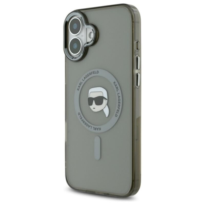 Karl Lagerfeld IML Metal Karl Head Case with MagSafe for iPhone 16 6.1" Black - KLHMP16SHLSKIK