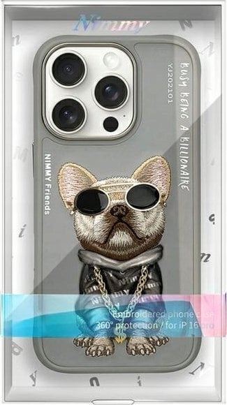 Nimmy Glasses Cool Dog Case for iPhone 16 Pro 6.3" Grey - N-YJ-iP16-Pro-01-B