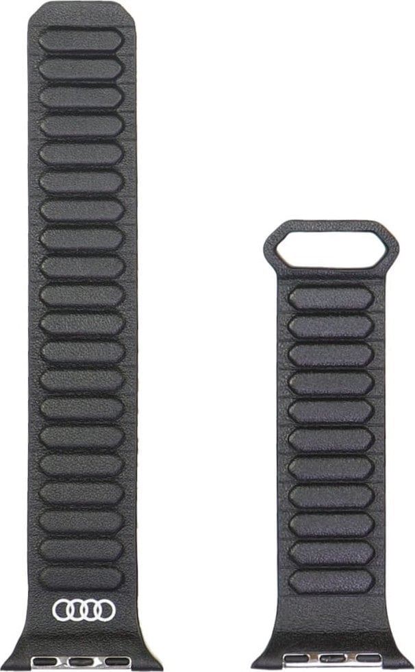 Audi Logo Genuine Leather Magnetic strap for Apple Watch 44/45/46/49mm Black - AU-GL-AW44-49-GT/D2-BK