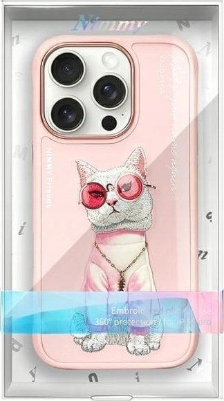 Nimmy Glasses Cool Cat Case for iPhone 16 Pro 6.3" Pink - N-YJ-iP16-Pro-04
