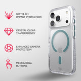 Tech21 Evo Crystal Case with MagSafe for iPhone 17/18 Pro 6.3" Clear Emerald Dust - T21-11645