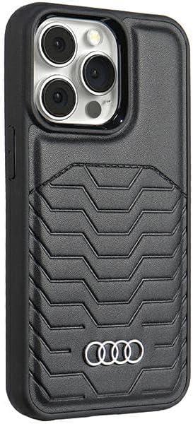 Audi Synthetic Leather Hard Case with MagSafe for iPhone 15 Pro 6.1" Black - AU-TPUPCMIP15P-GT/D3-BK