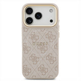 Guess PU Leather 4G Gold Frame Case with MagSafe for iPhone 17 Pro 6.3" Pink - GUHMP17LP4MSEGCW