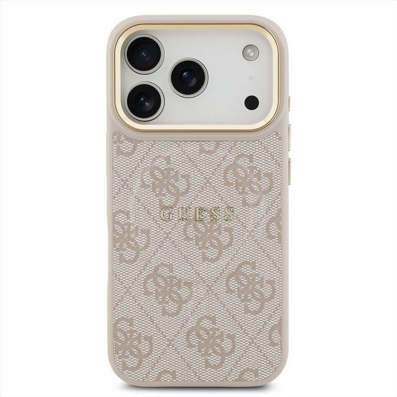 Guess PU Leather 4G Gold Frame Case with MagSafe for iPhone 17 Pro 6.3" Pink - GUHMP17LP4MSEGCW