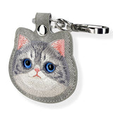 Nimmy Big Eye Cute Pet Silver Shaded Cat Face Airtag Keychain Grey - N-XDY-YSK-023