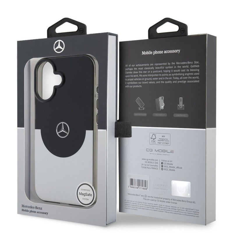 Mercedes Double Layer Case with MagSafe for iPhone 16 6.1" Black/Silver - MEHMP16S23HBIGK