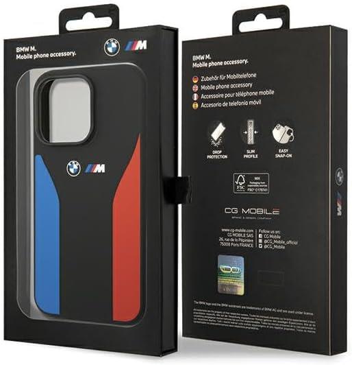BMW M Series Blue and Red Stripes Silicone for iphone 15 Pro Max 6.7" Black  - BMHCP15X22SCSK